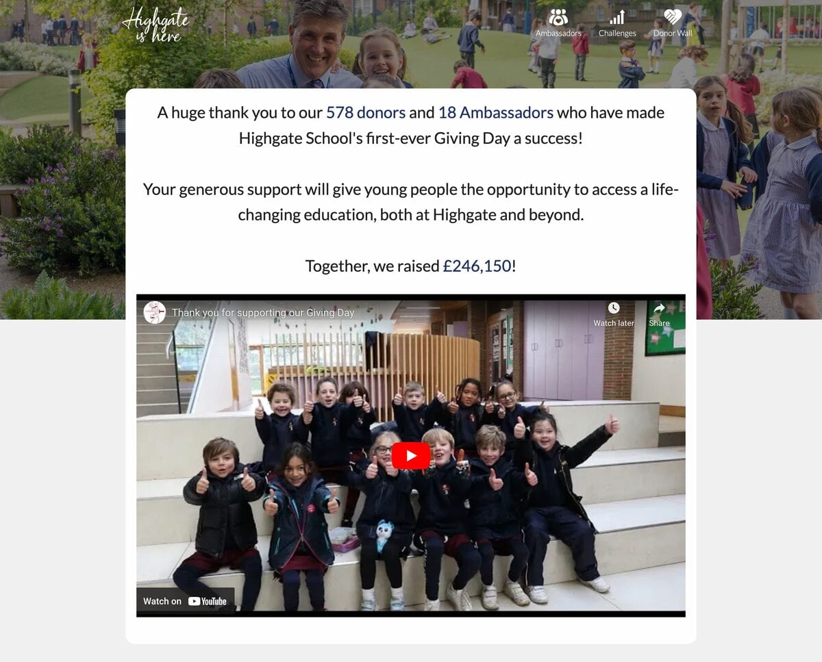 Highgate School: Creating Transformational Impact: A Highgate School Giving Day Story