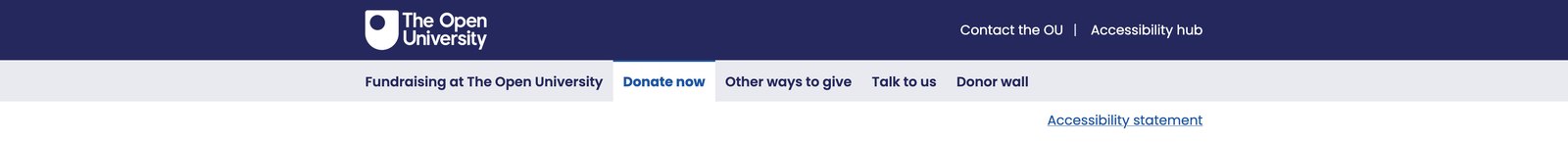 The Open University header and secondary navigation, with the wider site navigation removed