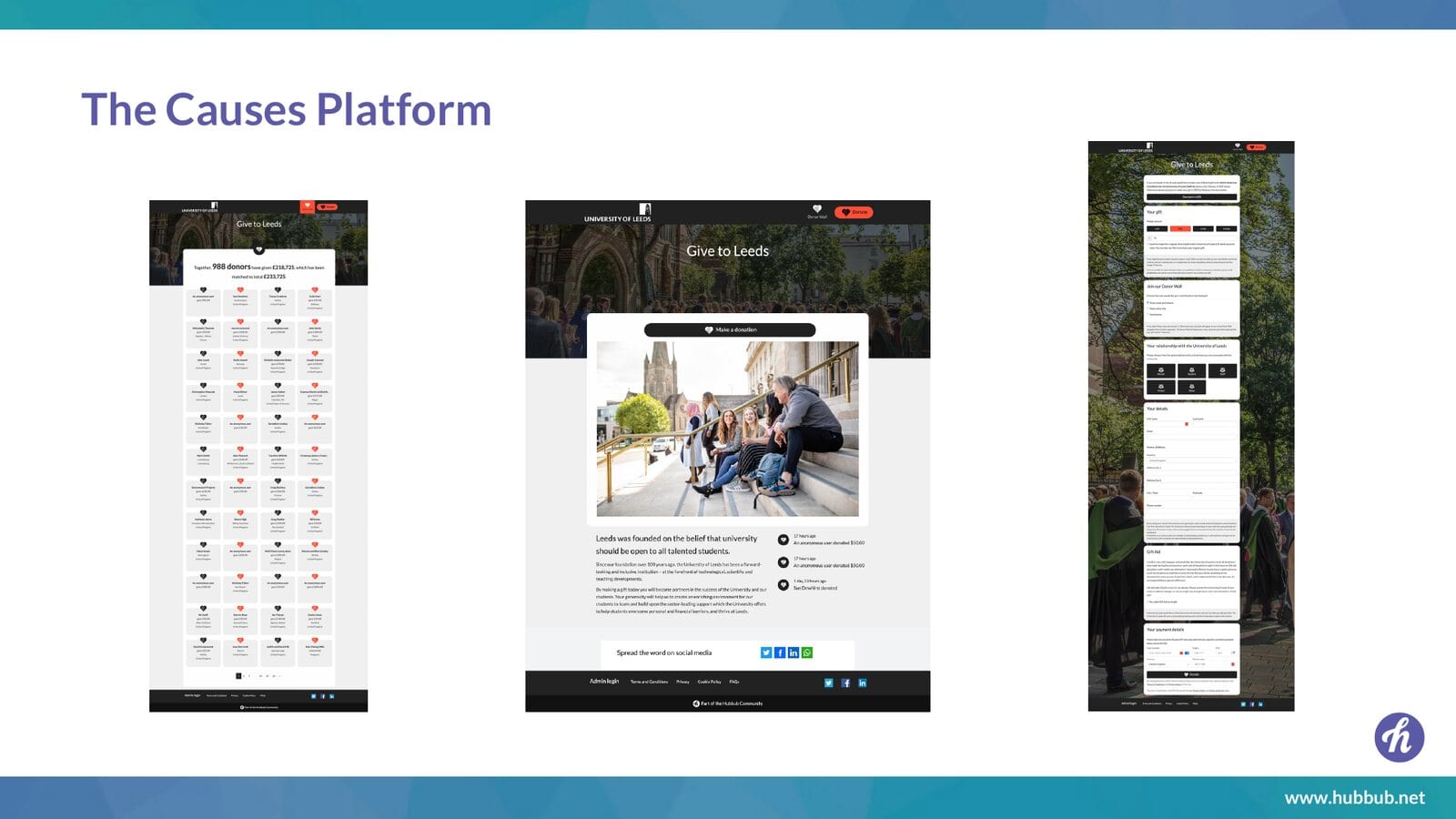 The Causes donation platform, optimised for every device